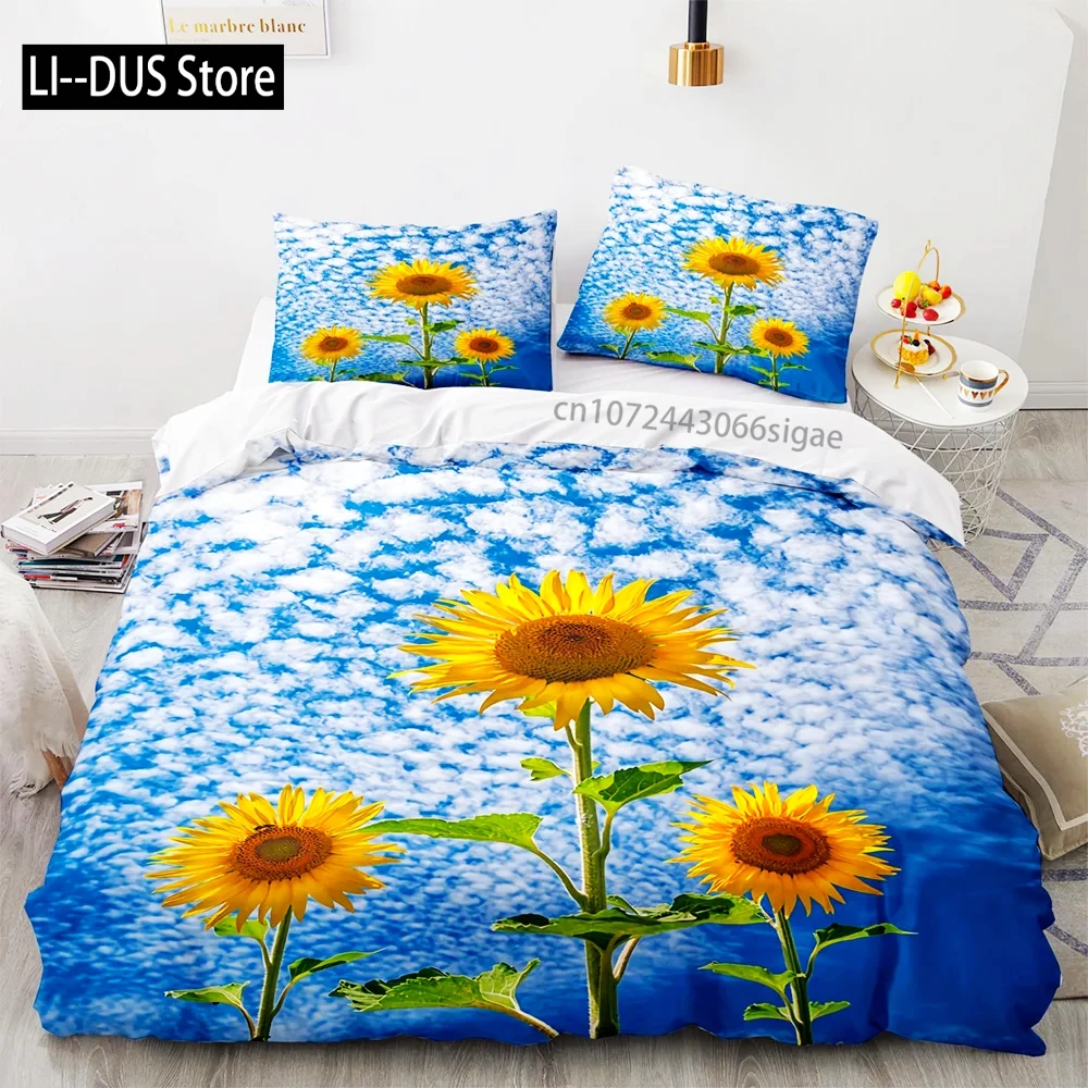

Sun Flower Bedding Set Single Twin Full Queen King Size Sunflower Bed Set Aldult Kid Bedroom Duvetcover Sets 3D Print Women Gift