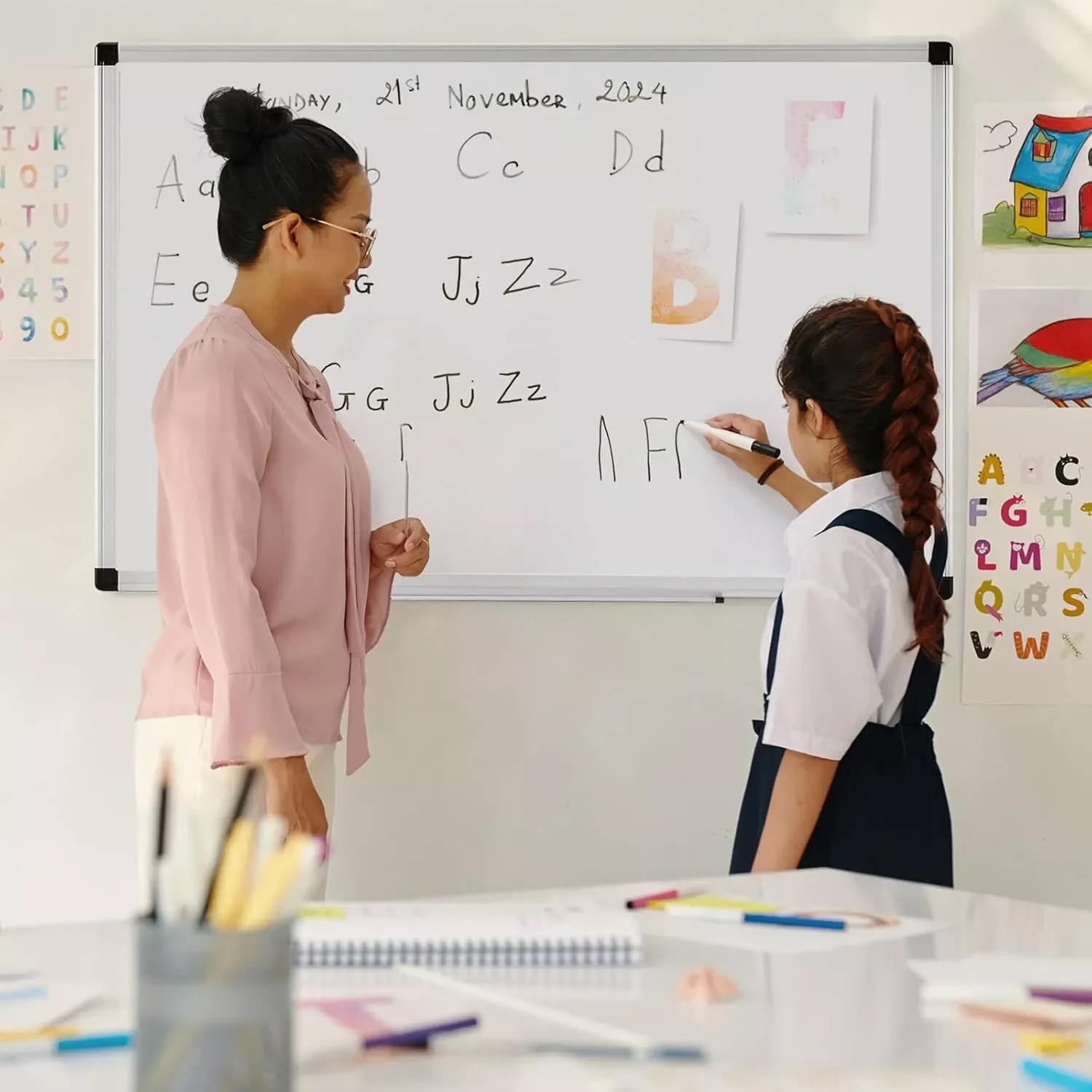 Placa magnética seca de 36 x 24 polegadas para apagar quadro branco para escritório em casa e escola
