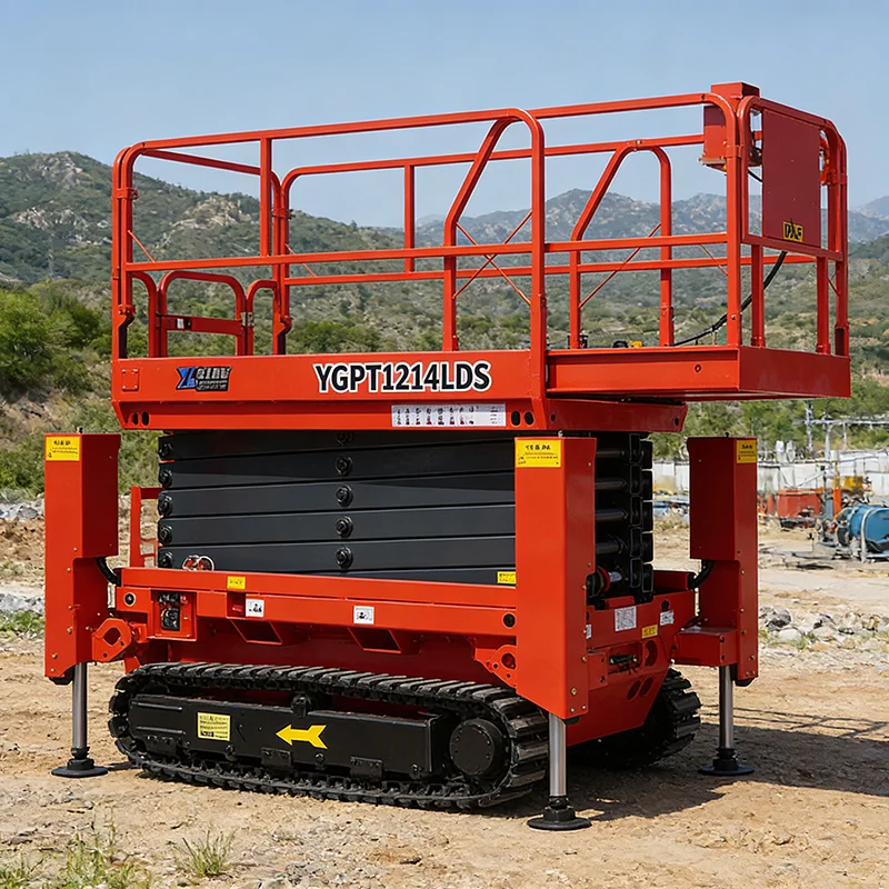 Electric Scissor Lift Portable Mobile Lifting Platform with Remote Control and Emergency Lowering