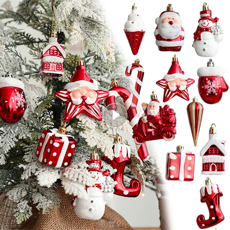 9-12cm Candy Christmas Tree Ornaments Ice Cream Lollipop Five-Pointed Star Snowman Deer PVC Material For Windows Decoration