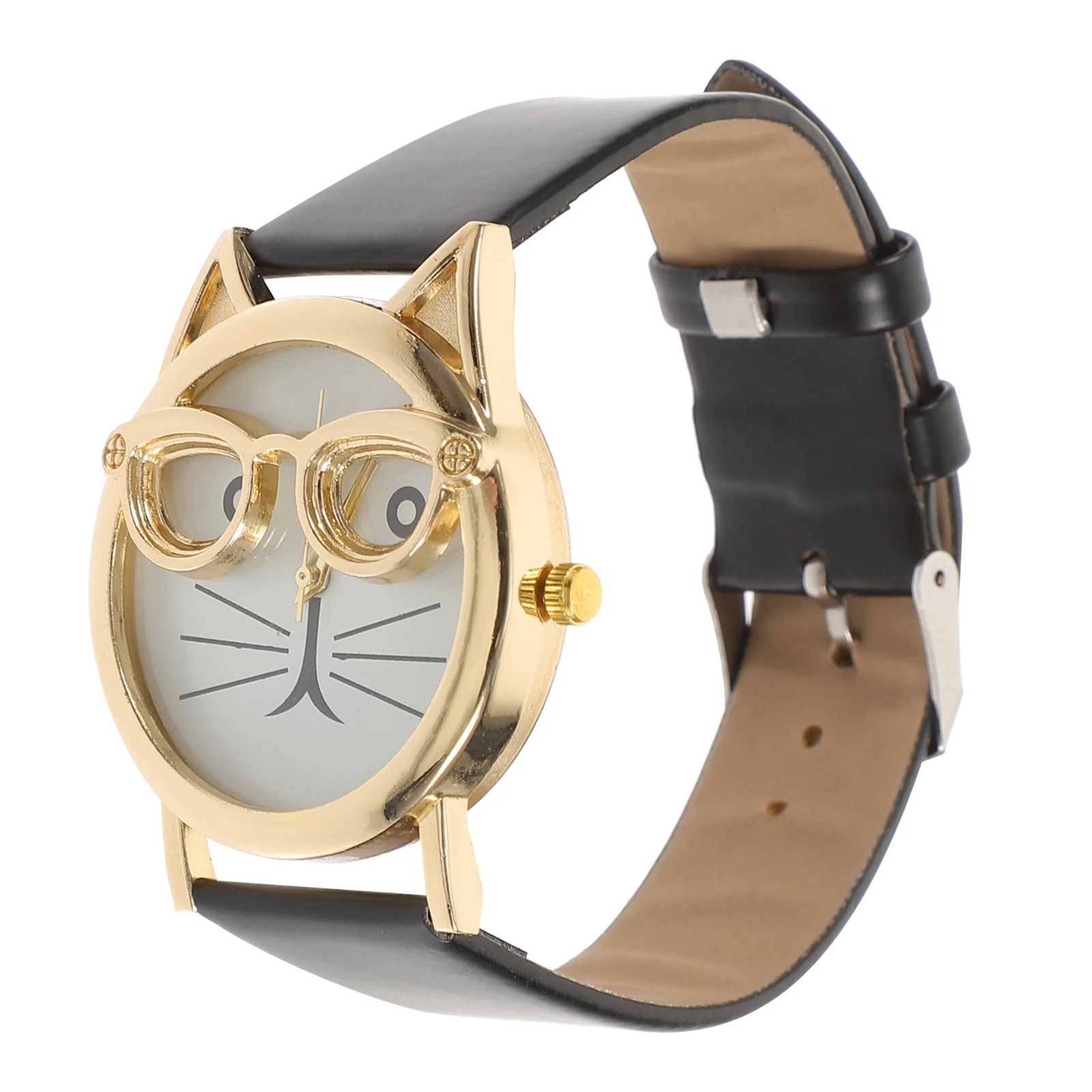 1Pcs Kid Friendly Cat Quartz Watch with Durable PU Strap Elegant Fashionable Wristwatch for All Occasions Cat Pattern Watch