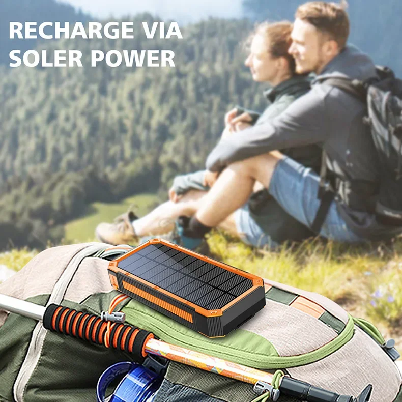 Imagem -05 - Banco de Energia Solar Portátil para Iphone e Xiaomi 30000mah Bateria Externa Carregamento Rápido Carregador Powerbank Brilho