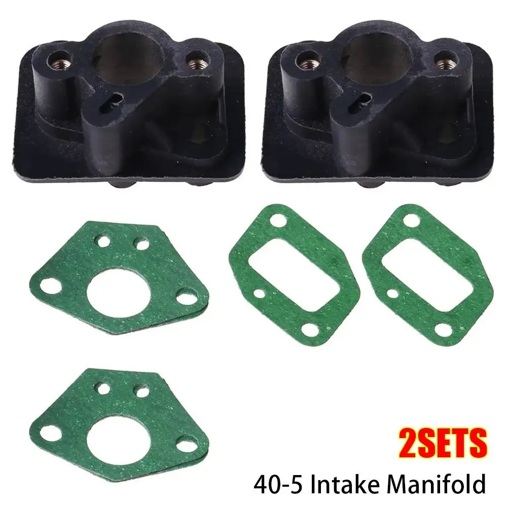 2Sets Durable Admitting Pipe Intake Manifold 40-5 43CC 52CC Lawn Mower Accessory Part Carb Adaptor Carburetor Base Connector