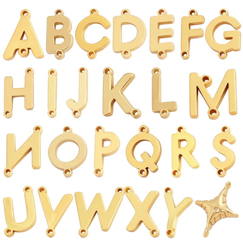 Trendy Initial Letter Alphabet Name Connector,18K Gold Bracelet Necklace Charm Jewelry Findings Components Clasps Supplies M45