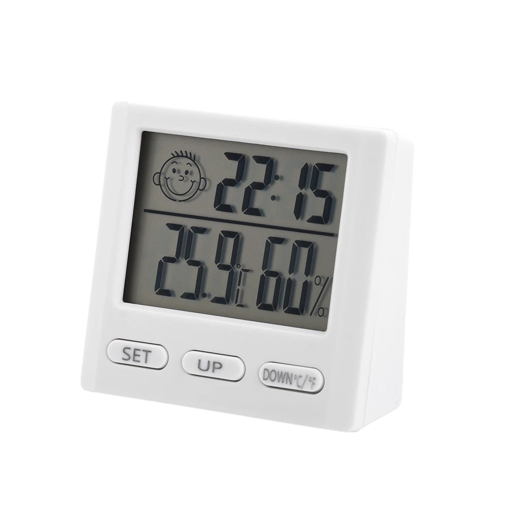 Digital Temperature Humidity Clock Big LCD Electronic Thermometer Hydrometer Meter With Stand Hygrometer Humidity Gauge