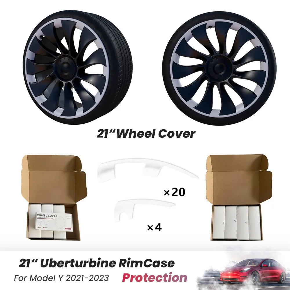 21 Inch Wheel Cover Rim Patch For Tesla Model Y 2021-2023  Uberturbine Hub Cap Protectors ABS Rim Protector 2024 Accessories