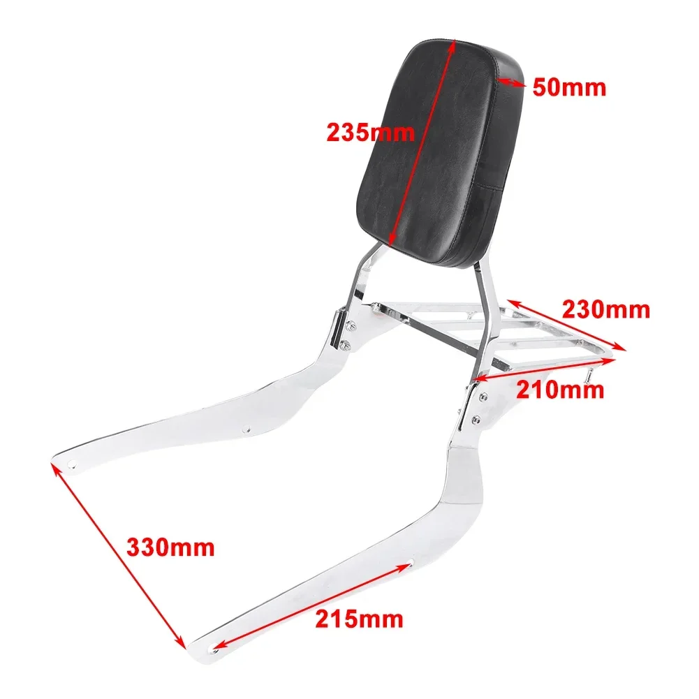 Chrome Motorcycle Rear Passenger Backrest Sissy Bar w/ Luggage Rack Pad for Suzuki Volusia VL800 2001-2011