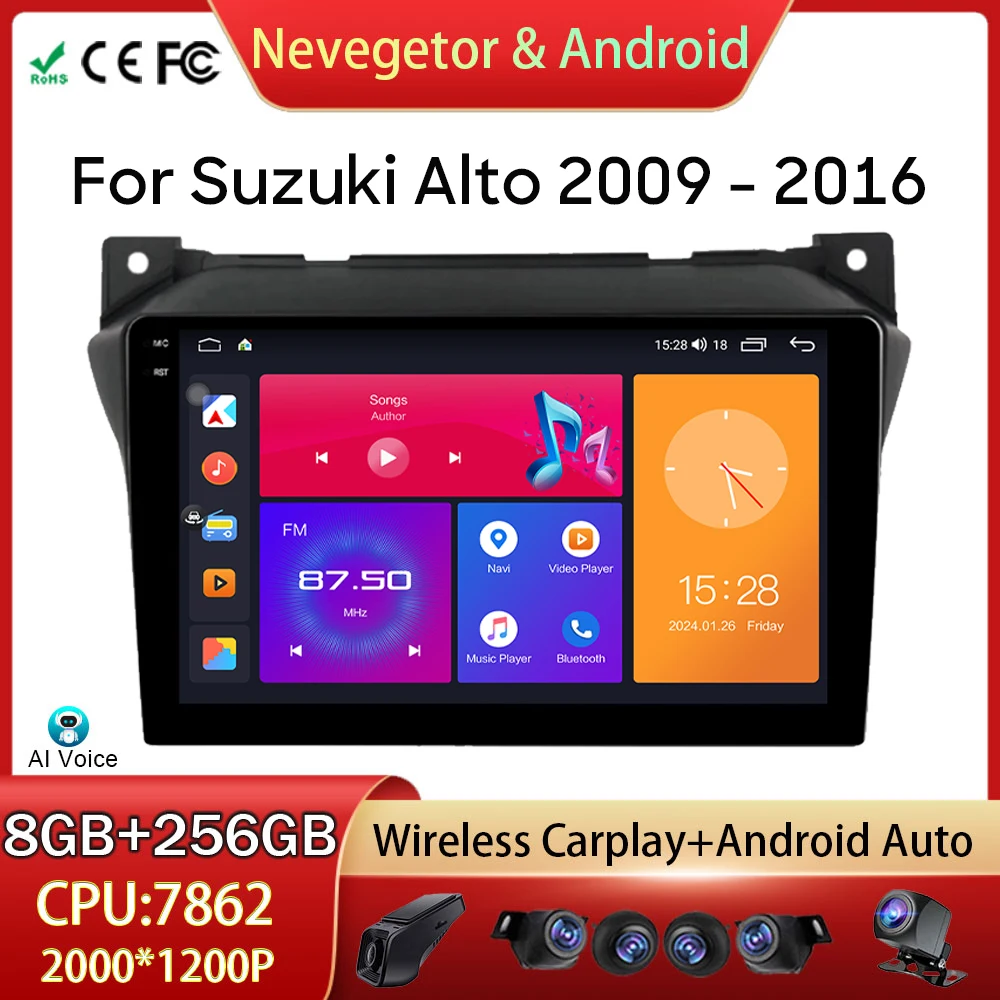 

Car Radio Android Auto For Suzuki Alto 2009 -2016 Head Unit Multimedia Player GPS Navigation Video Output 5G WIFI BT No 2din DVD