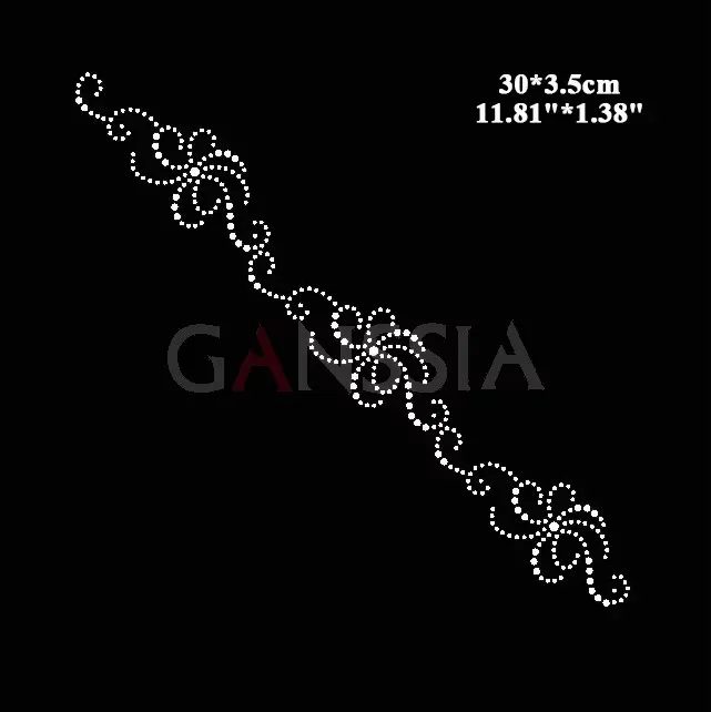 10 pz/lotto (30x3.50cm) strass Hotfix fantasia per abbellimento del bordo strass a trasferimento termico per indumento fai da te (SS-7515)