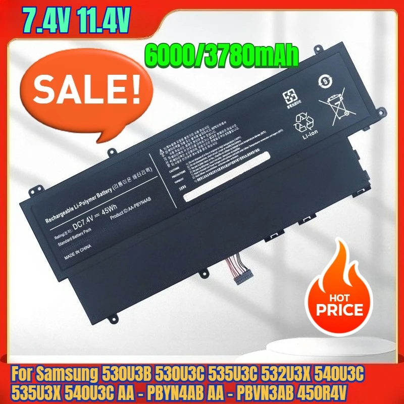 

3780/6000mAh Laptop Batteries for Samsung 530U3B 530U3C 535U3C 532U3X 540U3C 535U3X 540U3C AA - PBYN4AB AA - PBVN3AB 450R4V