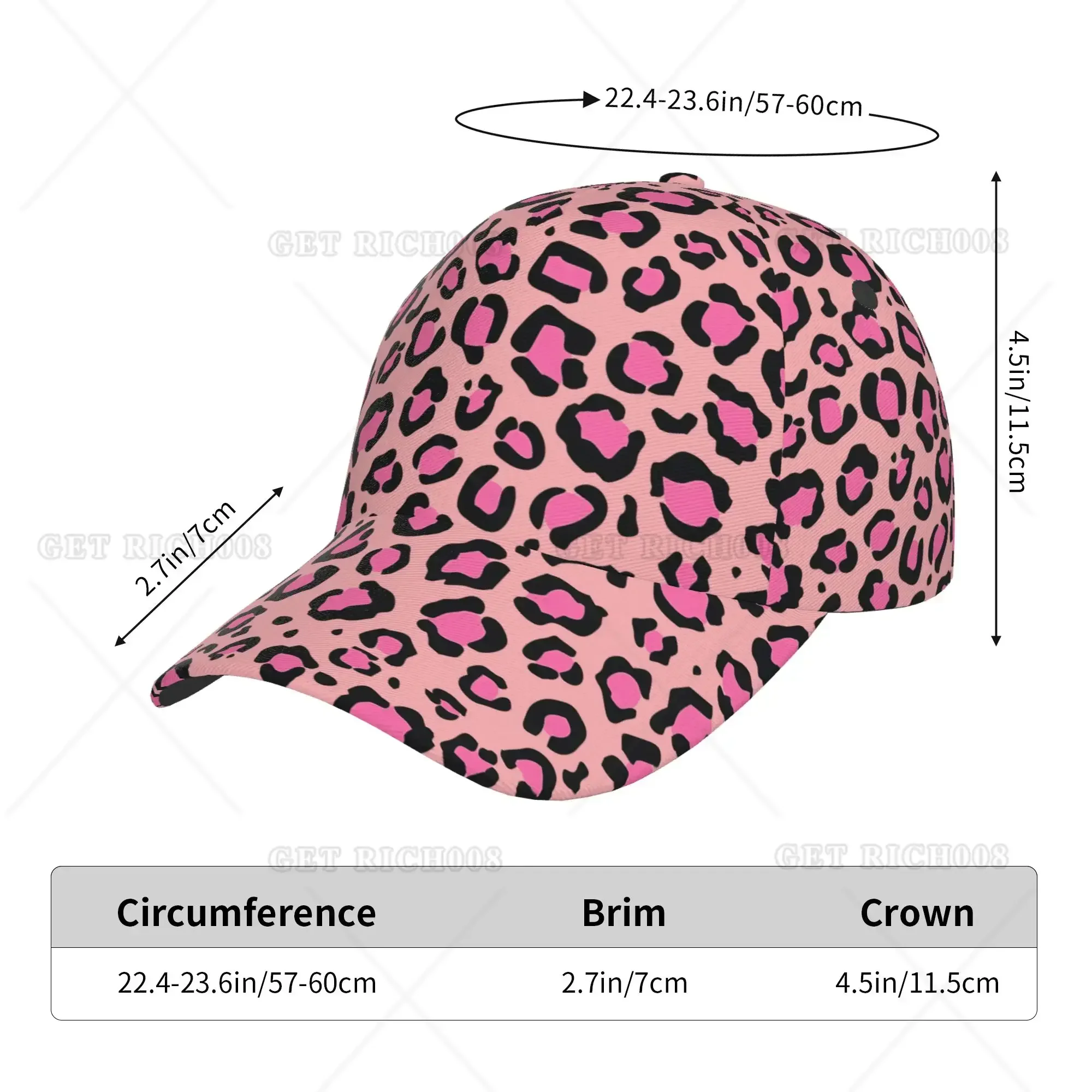 Pink Cute Leopard Sexy Baseball Cap Trucker Hat for Women Teens Adjustable Golf Hat for Sports Travel Shopping One Size Print