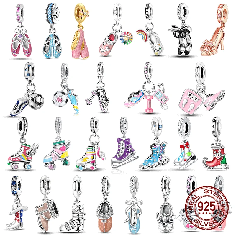 

Original 925 Sterling Silver Charms Beads Sneakers Ice Roller Skates Pointe Shoes Charm for Bracelet Pendant Woman Girl Jewelry