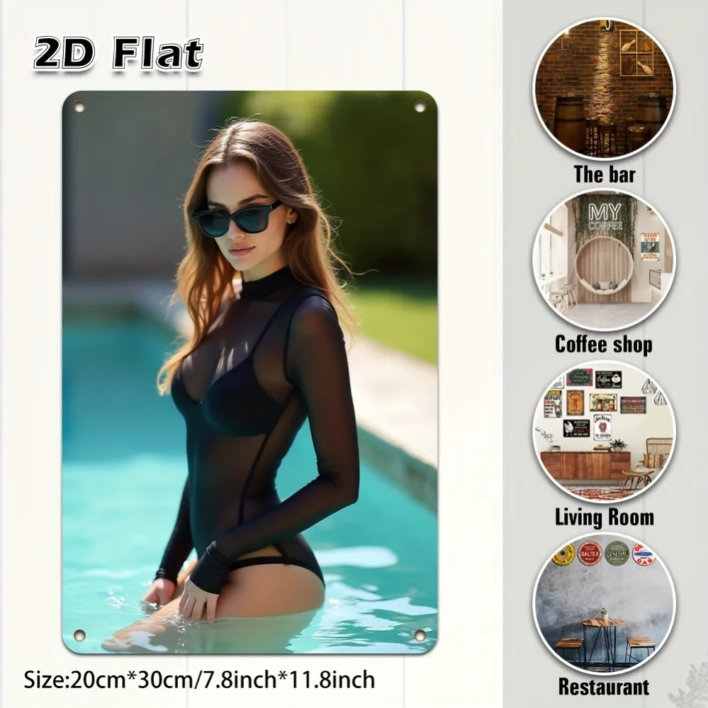 

2D Funny Bikini Girl Art Wall Decor for Home, Cafe, Bar, Garage - Perfect Halloween Christmas Gift