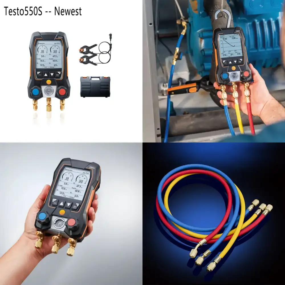 Testo 550S 549 Digital Manifold Gauge 2 Valves System for Hvac Air Conditioning Pressure Meter Temperature Tester Valve Tool