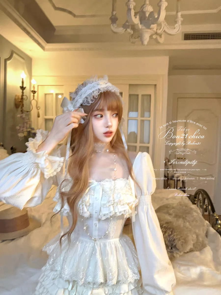 Prinzessin Sweet Lolita Shirt Bobon21 Angel Whispering Lace Retro Langarm Puppenhemd T2426