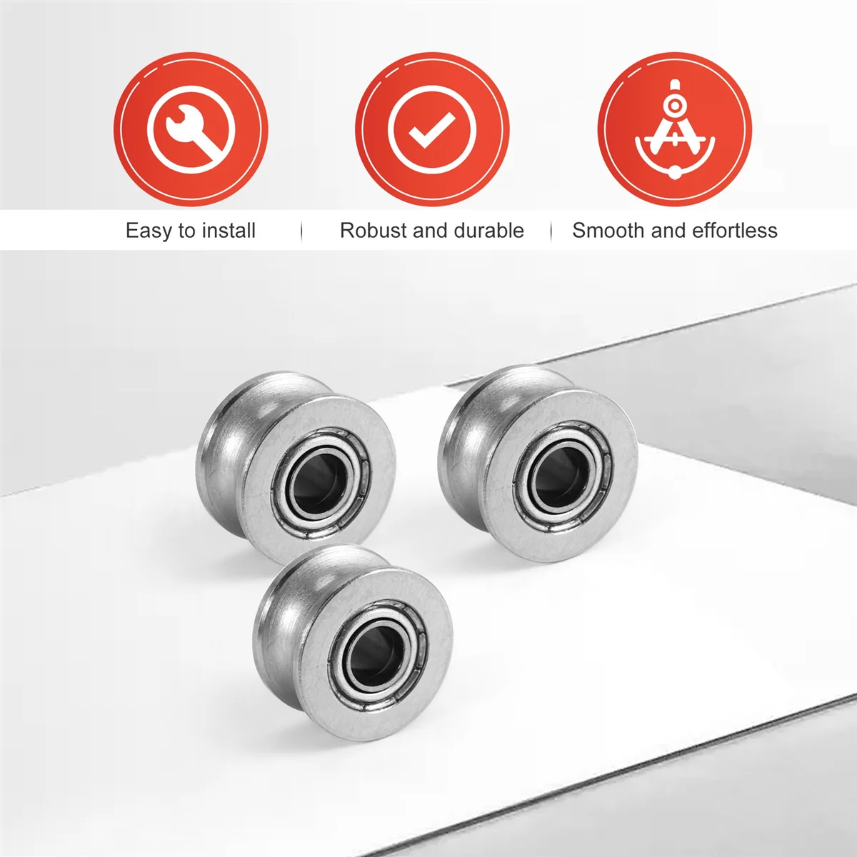 10pcs U Groove Bearing U624ZZ Carbon Steel Durable V Groove Ball Bearing Pulley for Rail Track Linear Motion Systems