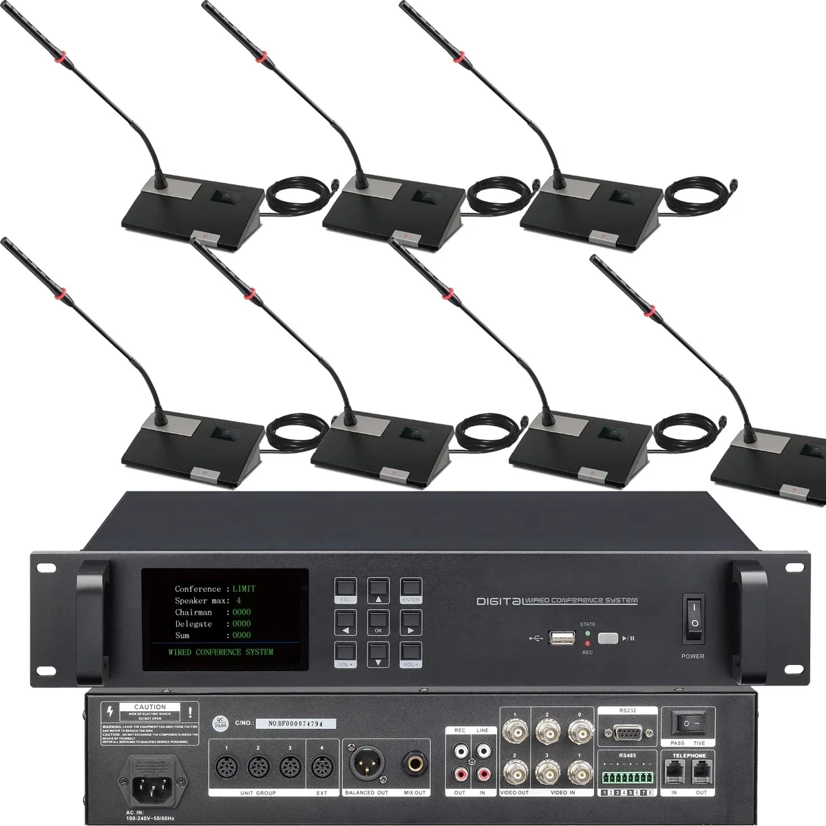 MiCWL Audio 12 Gooseneck Video Digital Conference Microphone System 12 Desktop LED 1 President 11 Delegate Unit