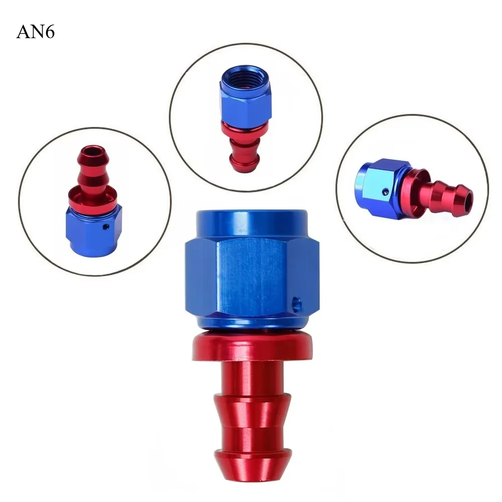 AN6 AN8 AN10 Adattatore per raccordo terminale tubo carburante con serratura a pressione in alluminio per olio combustibile acqua rosso-blu