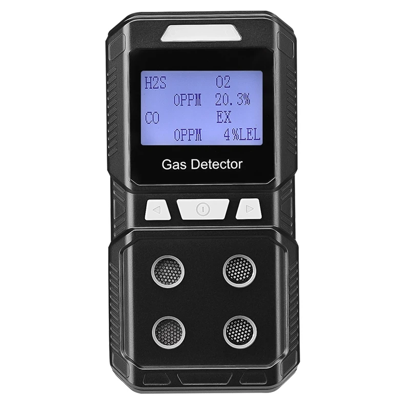 Portable 4 Gas Detector Rechargeable Multi Gas Monitor Air Quality Tester Analyzer High Precision EX O2 H2S CO US Plug