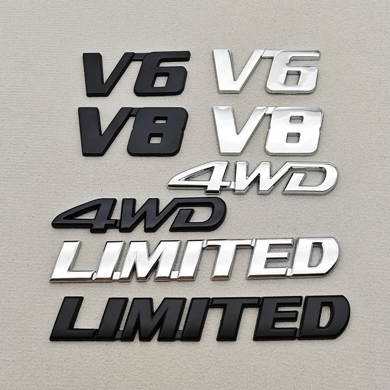 3D Metal Car Sticker Logo 4WD V6 V8 LIMITED Fender Side Badge Rear Trunk Emblem For Toyota LC150 LC200 4Runner Tundra Accessorie