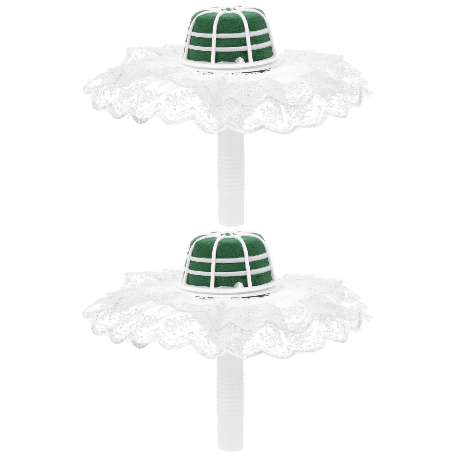 

4pcs Flower Lace Skirt Wedding Bouquet Holder Stand Hand Tied Cloth Handles Bridesmaid Arrangements Decorations Floral Pot