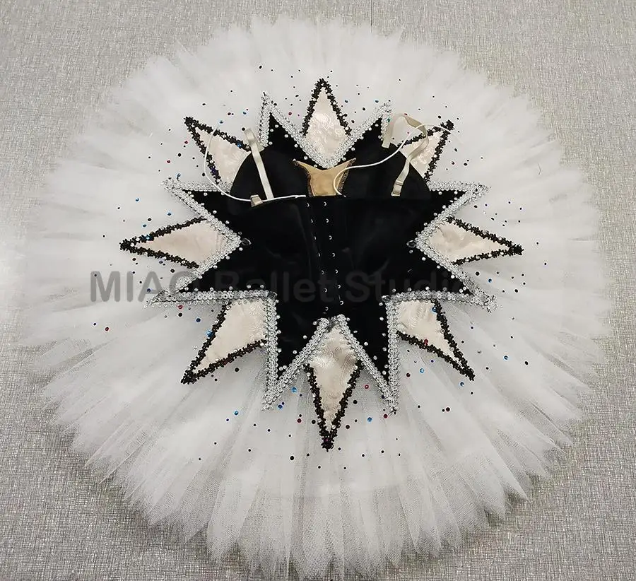 Children Whtie and Black Professional ballet tutu Harlequin Doll Variation Stage Costume Ballet Tutu Dress tailor-made girl 0070