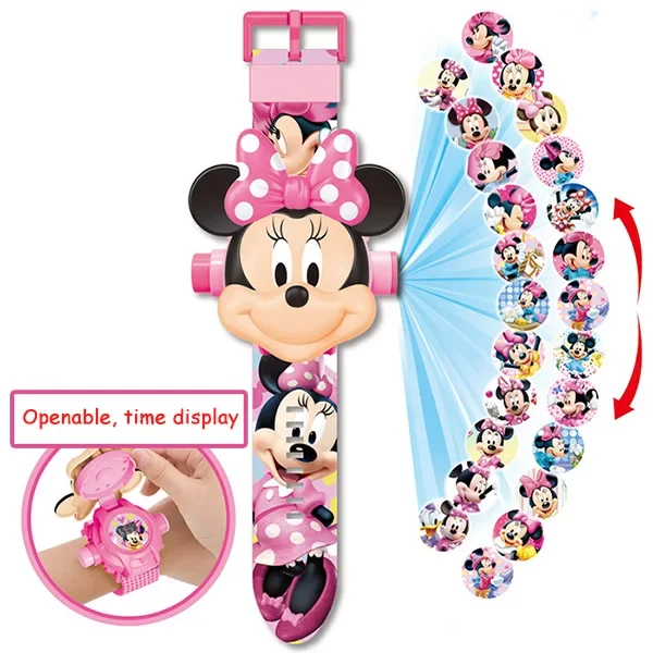 Disney Mickey Kids Watches for Girls 3D Projection Frozen Elsa Minnie Pixar Cars 3  Digital Children Clock School Kids Boys Gift