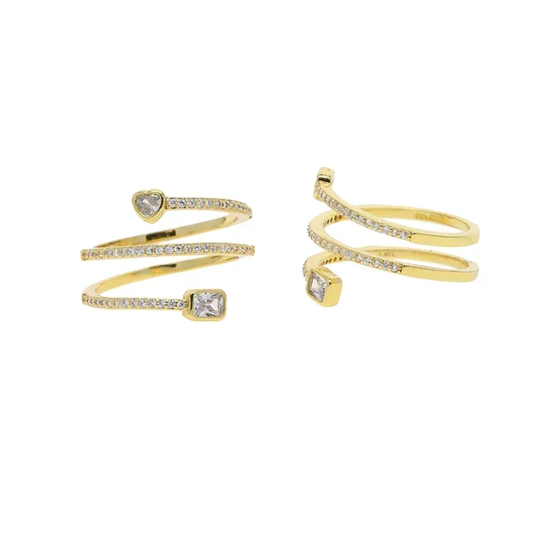 Micro Pave Cubic Zirconia Thin Band Full Finger Ring For Women Geometric Heart Square CZ Triple Wrap Rings