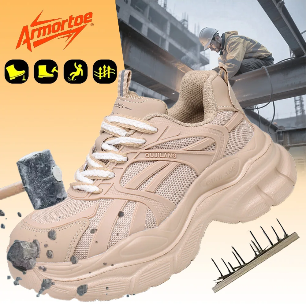 

ArmorToe Women's Composite Toe Safety Shoes Anti-Impact Puncture Proof Lightweight Heightening Thick Sole Work Boots #Armor2794