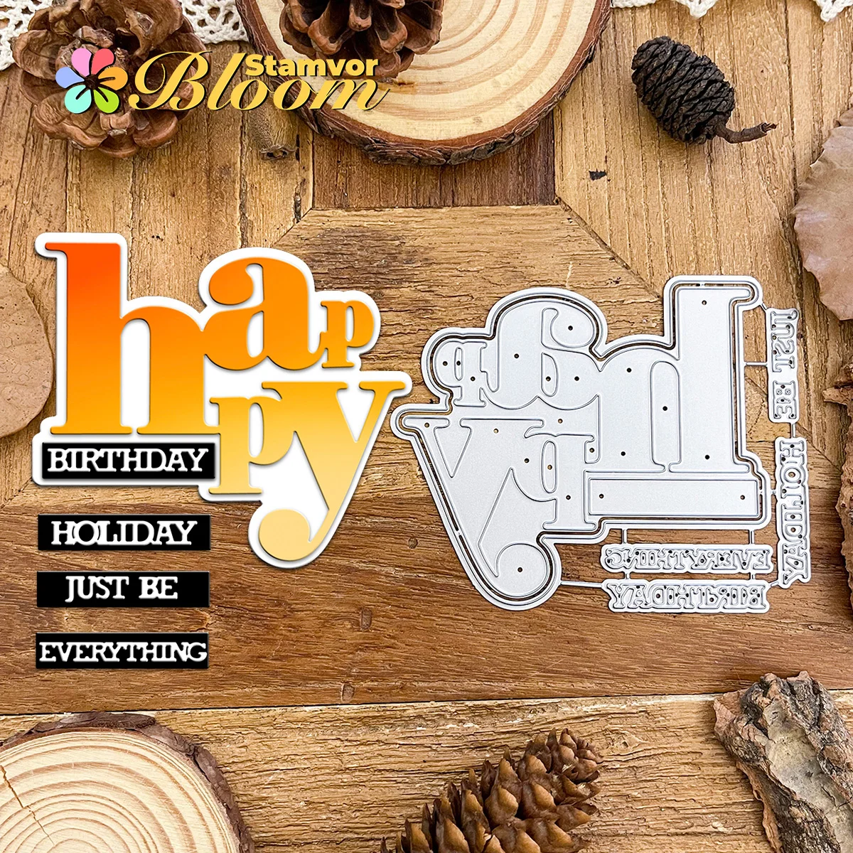 Original schöne Schichten nützliche Worte HAPPY Titles HAPPY BIRTHDAY/EVERYTHING Metall-Stanzformen Scrapbooking dekorative Prägung
