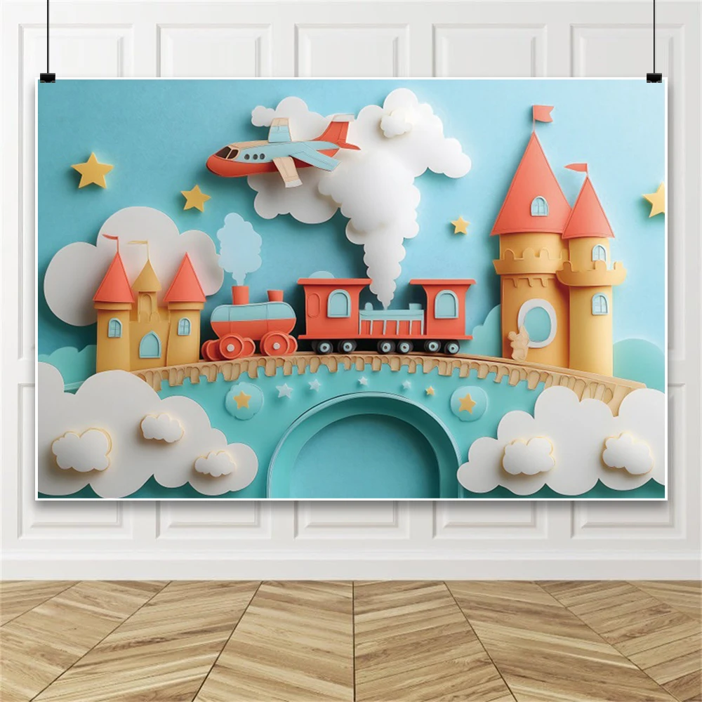 الأزرق قطار الطائرة خلفية التصوير الفوتوغرافي قوس جسر القلعة منطاد الهواء الساخن الغيوم نجوم خلفية صور الدعائم