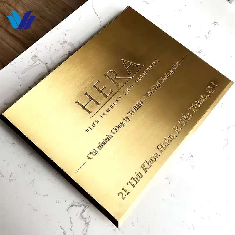 Hongsen Custom Metal Brass Signage Engraved Letterpress Printed Advertising Hotel House Number Bronze Plaque Street Name