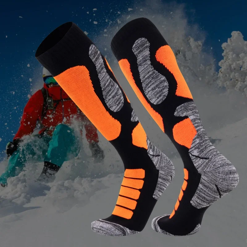 Long Tube Skiing Socks, Thick Sports Climbing Socks, Towel Bottom, Sweat-Absorbing and Warm, Outdoor, Winter