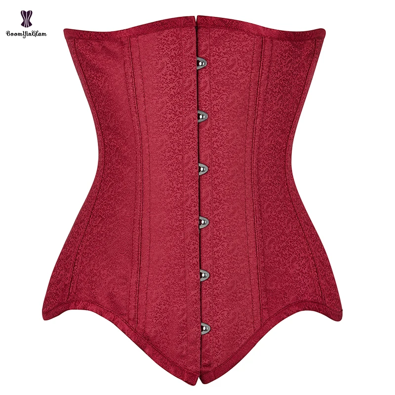 

Front 38.5CM/15.16" Slimming Sheath Red Lace Up Curvy Waist Training Corset Woman 10 Spiral Steel Boned Body Shaper