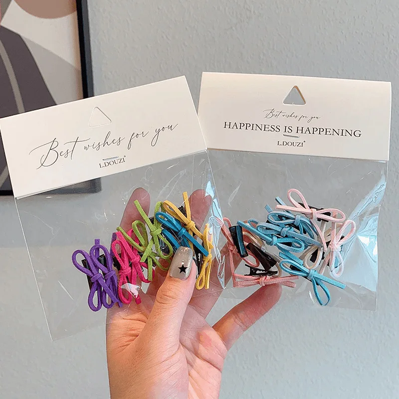 10PCS/Bag Mini Sweet Bow Hair Clips Princess Girl Braided Headwear Colorful Bowknot  Summer Barrettes Kids Hair Accessories