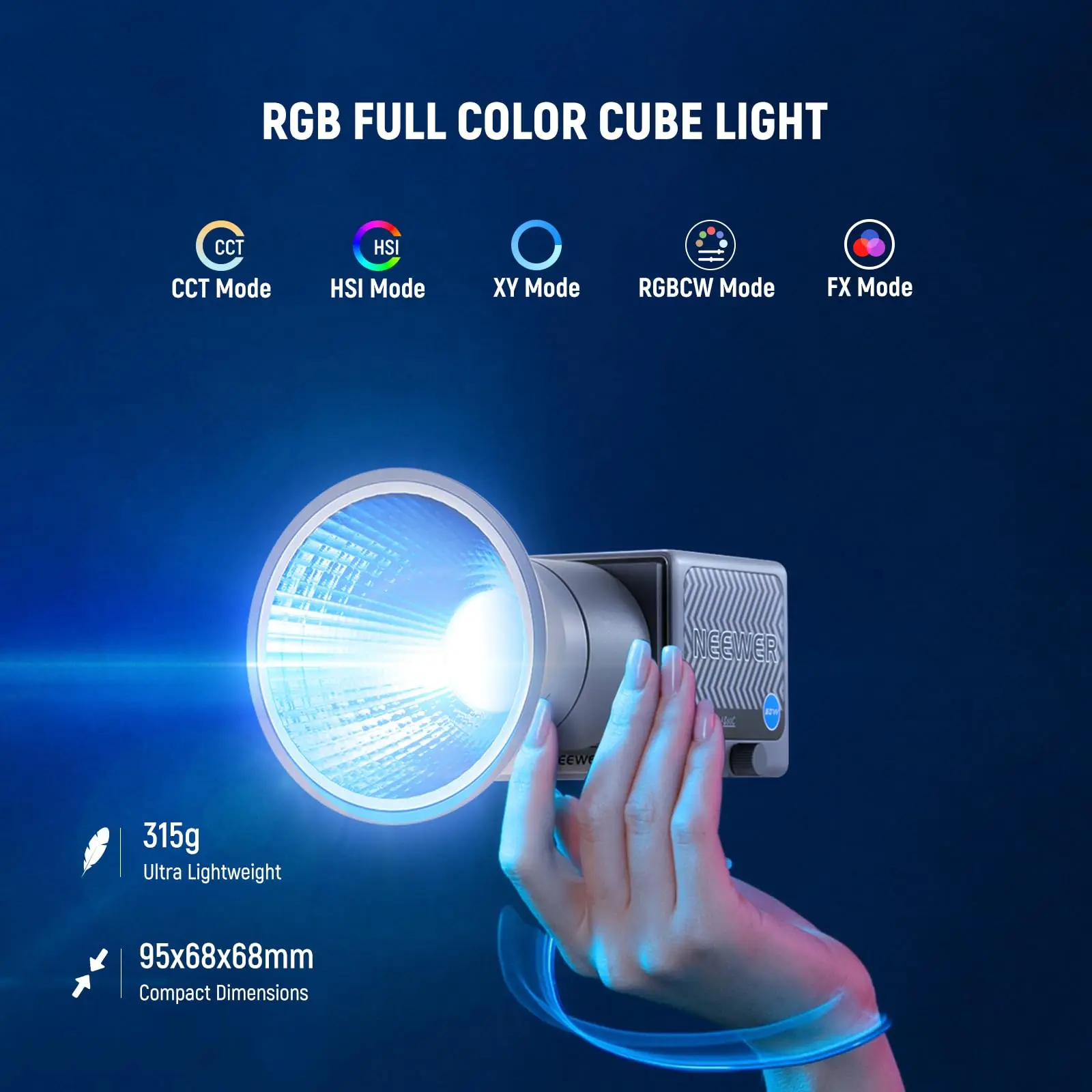 Neewer 60w portátil rgb led luz de vídeo portátil luz de preenchimento app/2.4g/controle do painel cri97 + regulável cob iluminação de saída contínua