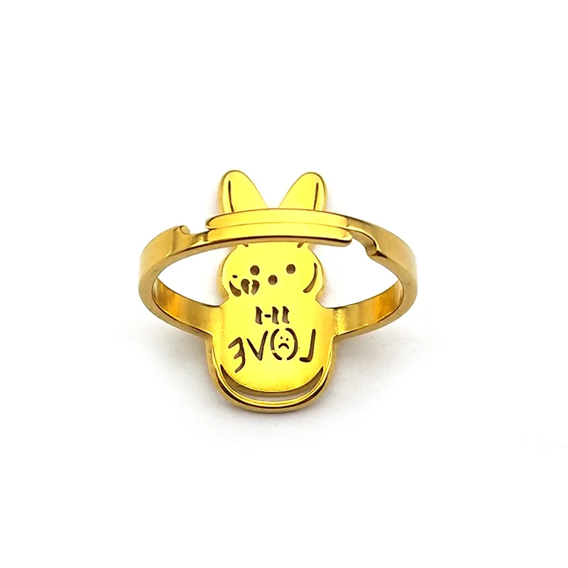 Lil Peep Love Rabbit Sad for Love Rings For Women Men Stainless Steel Music Animal Open Ring Jewelry anillos mujer R46S01