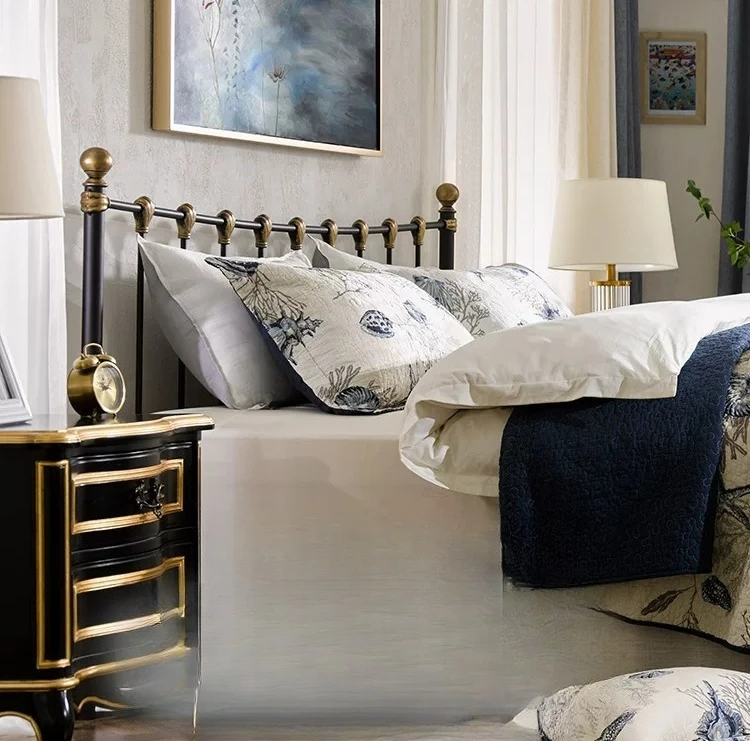 American European retro, formaldehyde-free, high load-bearing, wrought iron bed