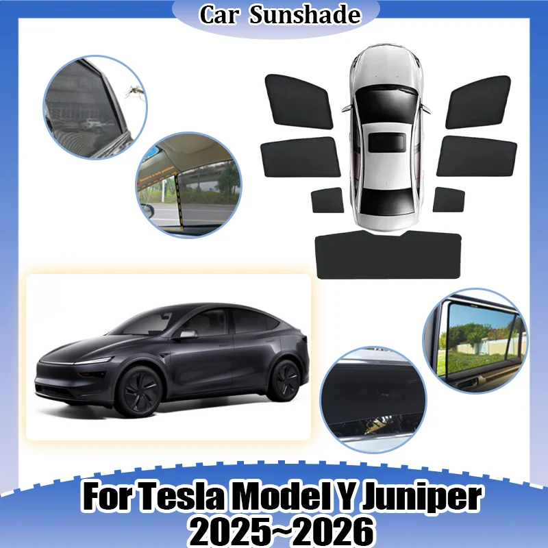 

Mesh Sunshade For Tesla Model Y Juniper 2025 2026 Car Sun Visor UV Protection Window Sunscreen Privacy Curtain Auto Accessories