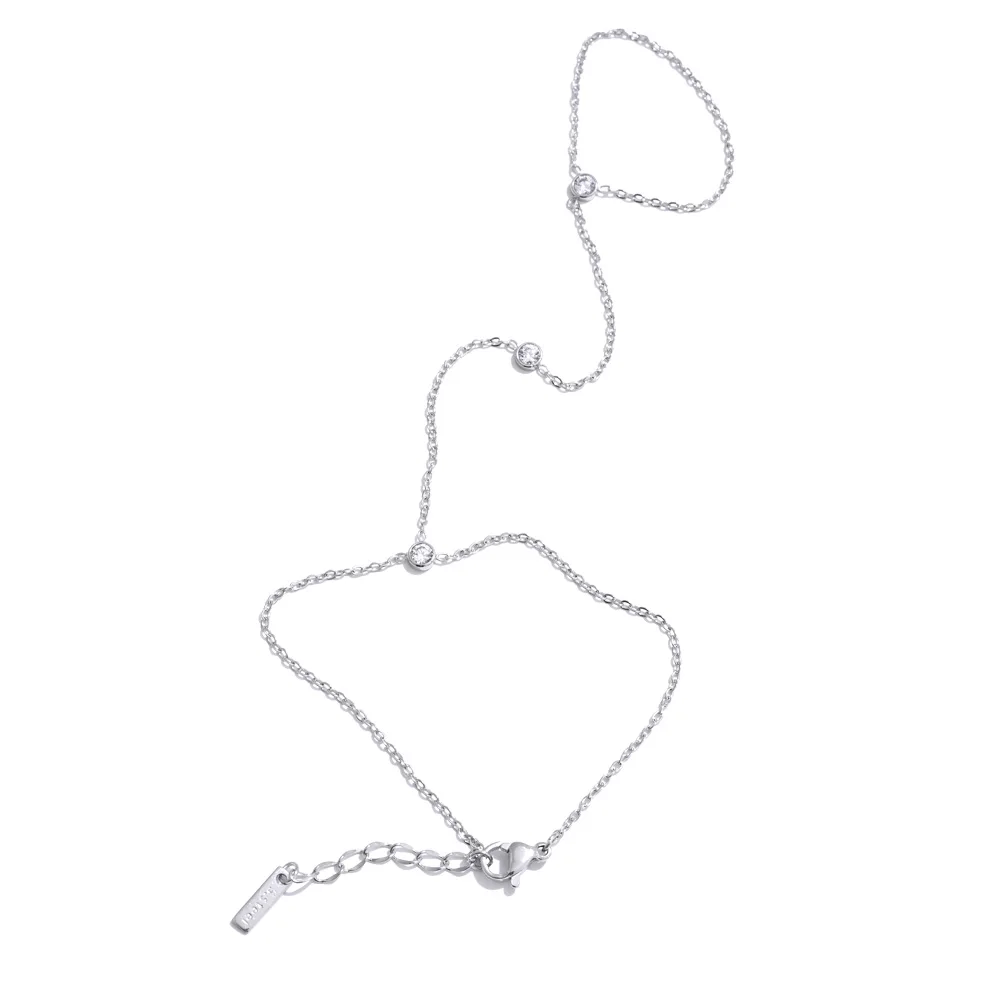 Yhpup Hot Stijl Zirconia Ronde Achterkant van de Hand Ketting Vinger Armband Roestvrij Staal Chique Mode-sieraden Groothandel 2025 Nieuw