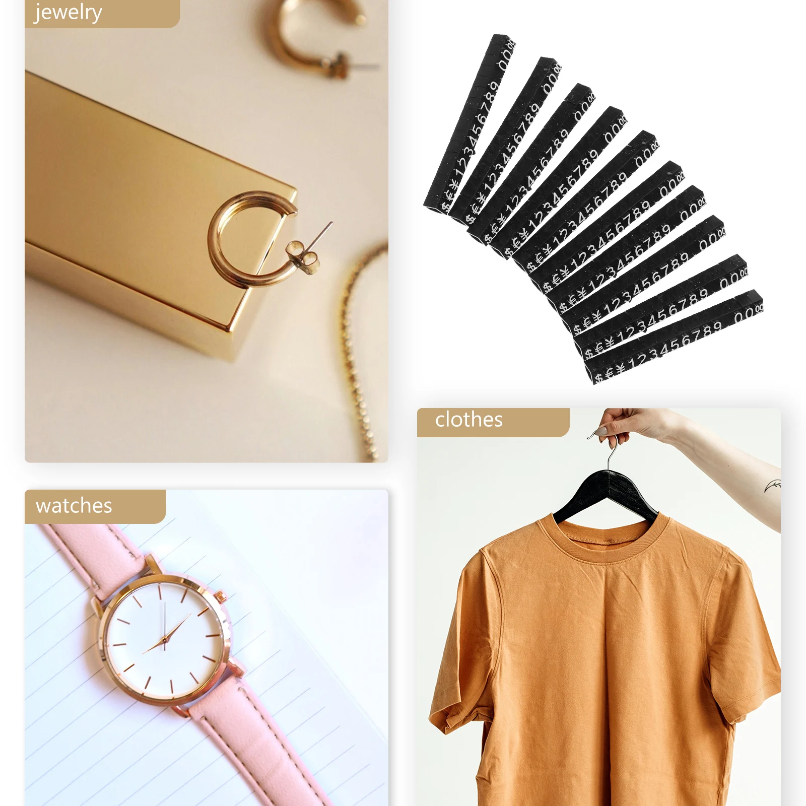 

10Sets Price Tag Display Cube ABS Material Retail Counter Stand Adjustable Price Display for Jewelry Shops Clothing