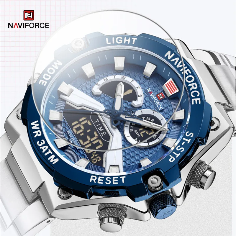 NAVIFORCE Watches Men New Top Luxury Sport Quartz Luminous Dual Display Digital Chronograph Wristwatches Waterproof Male Watch