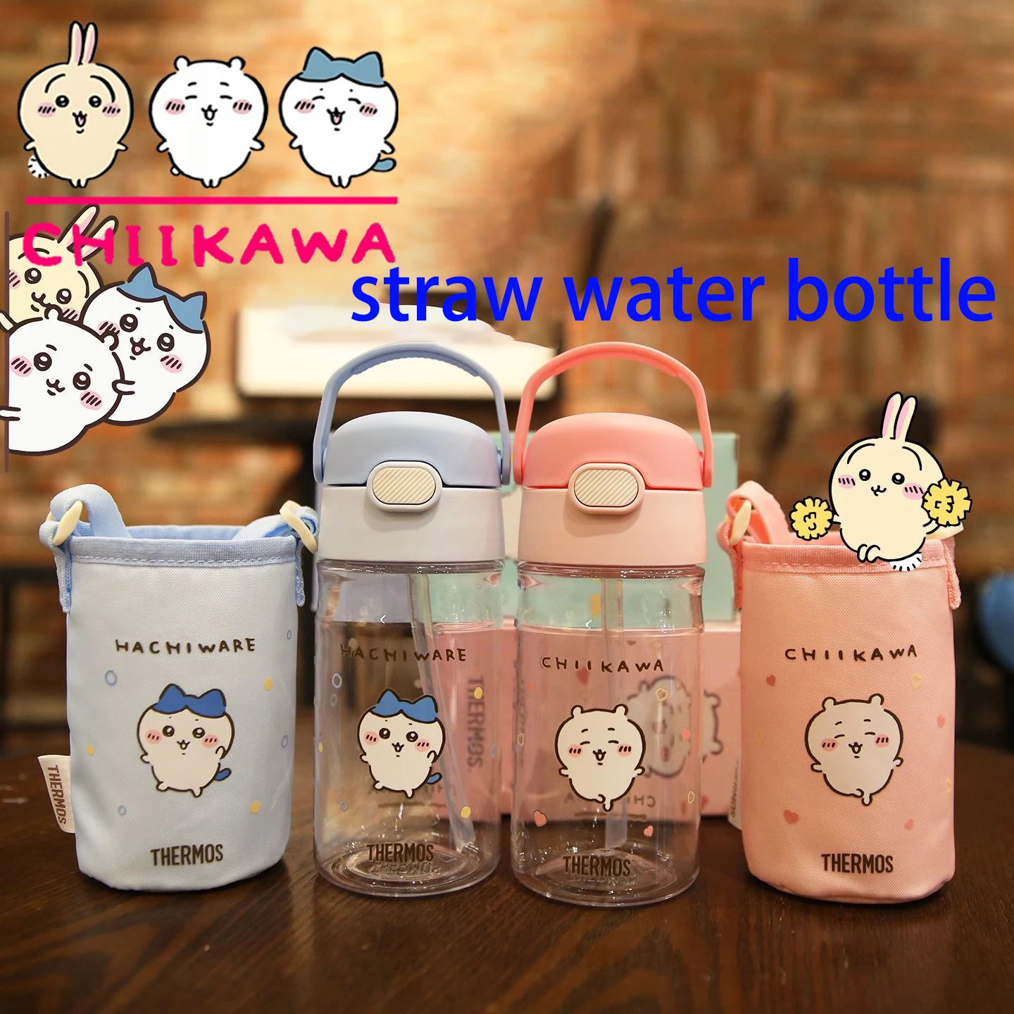 

NEW CHIIKAWA Co branded straw cup MINISO Cute Usachi Direct drinking cup Keep warm and cool Children's gift water cup cartoon