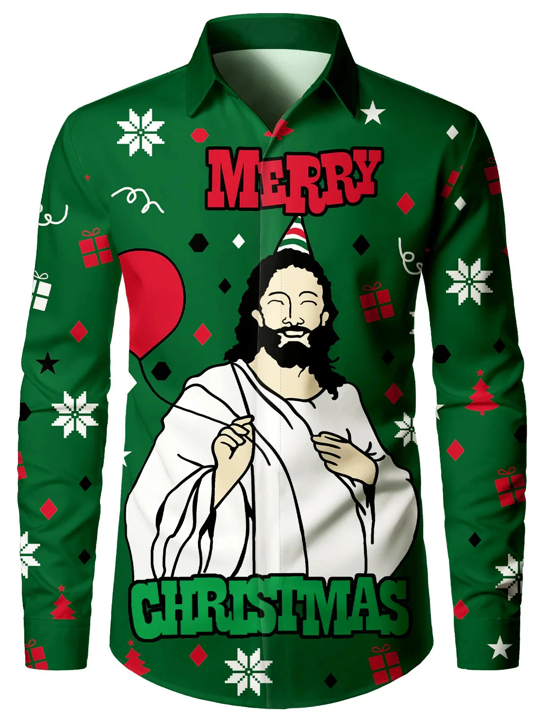 قميص رجالي مطبوع عليه عيد الميلاد الاحتفالي لعام 2025 بأكمام طويلة، نمط عيد الميلاد المضحك بأزرار سفلية لحفلات العطلات والتجمع العائلي