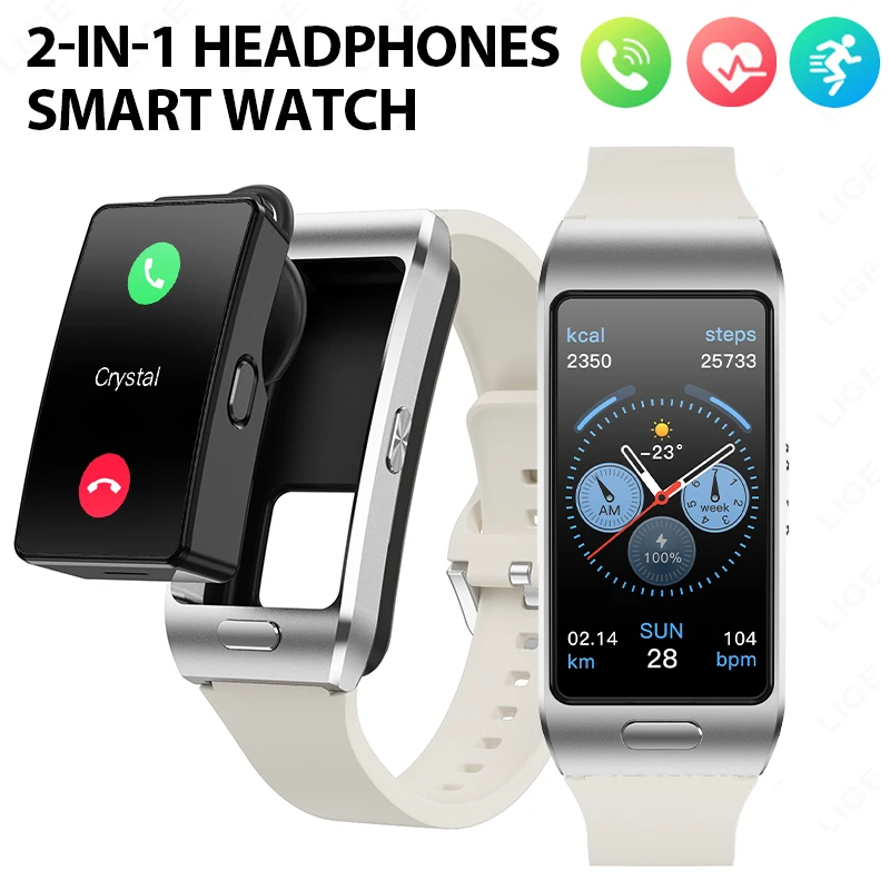 

Смарт-часы LIGE 2025, встроенные наушники, Bluetooth-вызов, умные часы, напоминание о сообщениях, смарт-браслет, мониторинг здоровья, спортивный браслет