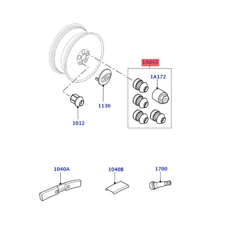 LR037026 5Pcs/Set Wheel Lock Anti Theft Screw Lug Bolt & Key Tool Locking Alloy Wheel Nuts Hub