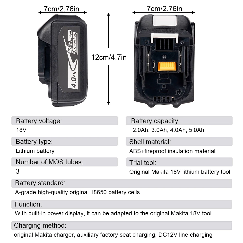 Hormy 18V Battery for Makita 4000mah Battery 18650 Lithium-ion Cell for Cordless Electric Saw Drill Grinder Screwdriver Tool