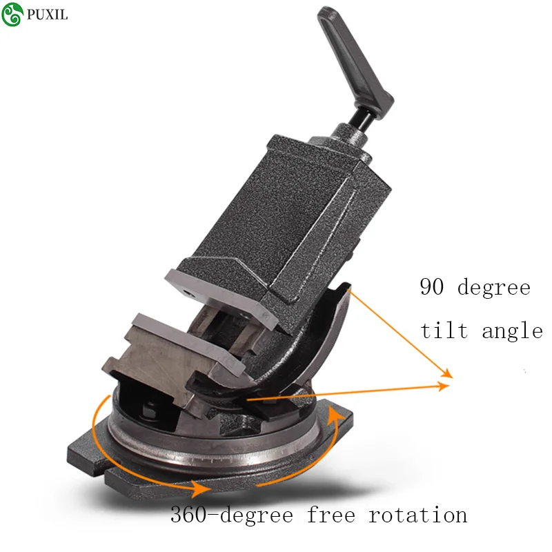 4 Inch Inclinable Angle Solid Flat Tongs 360-Degree Rotary Precision Taper Vise Precision High Quality Fat Tongs 4 Inch Inclinab