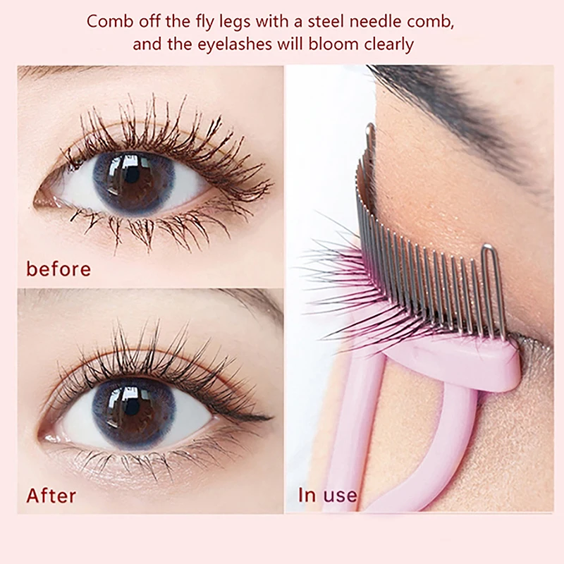 Mathiateur de cils à dents métalliques, bigoudi pliable, brosse à cils en acier inoxydable, peigne à mascara, outil de maquillage, 1 pièce