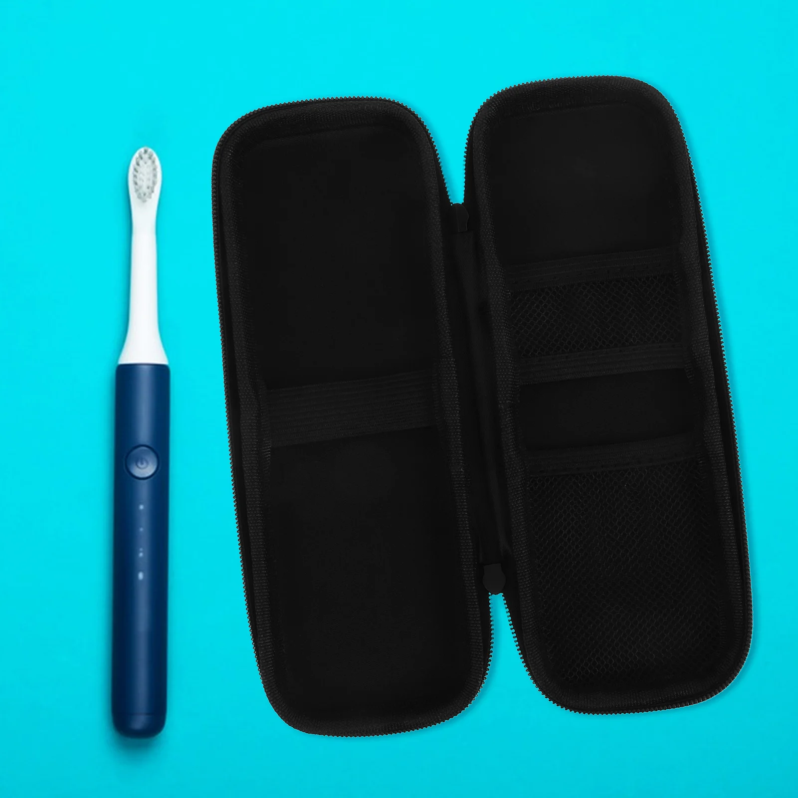 

Eva Electric Toothbrush Case Hard Shell Travel Toothbrush Container with Mesh Pocket Organizer Holder Pencil Case